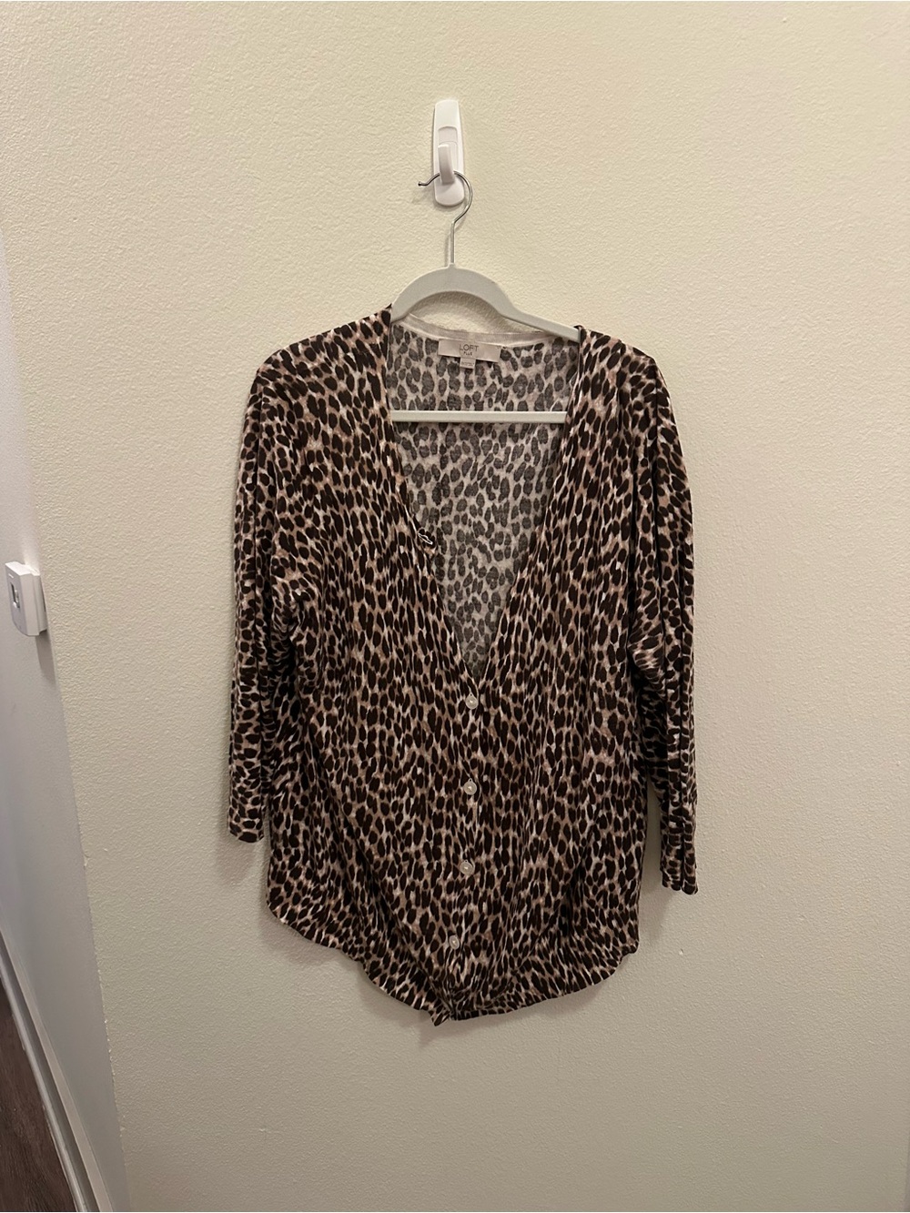 LOFT Leopard Print Cardigan in Brown and Black